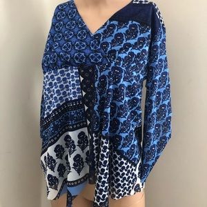 iNC Macy’s blue white and black blouse